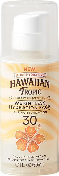 Hawaiian Tropic Weightless Hydration Lotion Sunscreen for Face SPF 30, 1.7oz | Travel Size Sunscr... | Amazon (US)