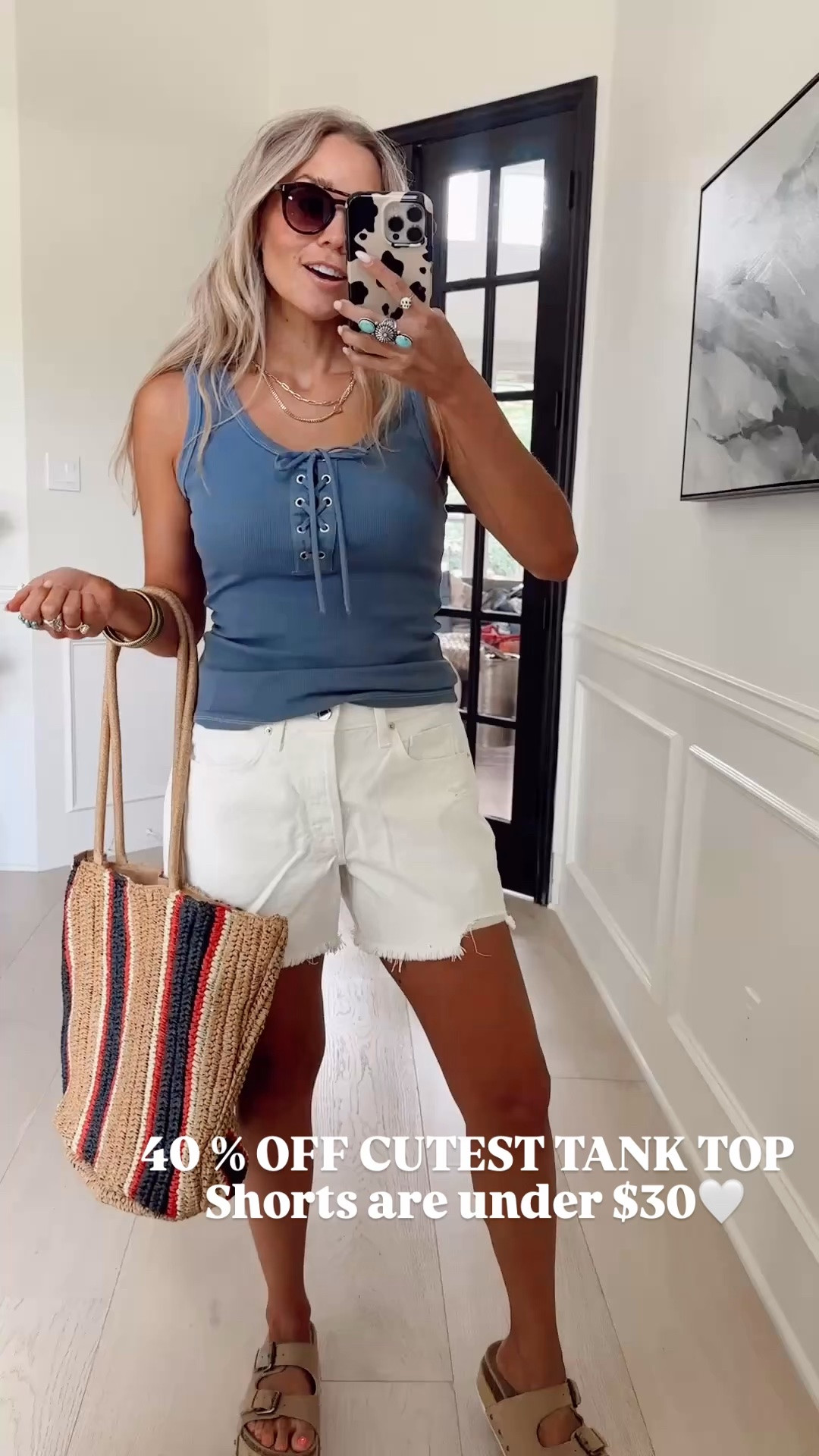 🤍 40 % OFF CUTEST TANK TOP making it only $10.80🤍 the lace up detail is so unique.

Don’t get me started on these white shorts. They scream summertime!

Wearing my tts (small / 4)

5’5” // 120 lbs