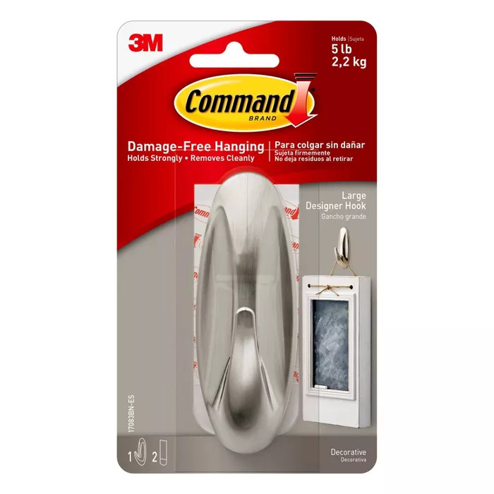 Command Large Sized Designer Hook Nickel | Target