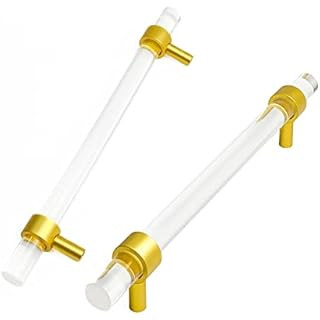 goldenwarm 15 Pack Cabinet Handles Brushed Brass Cabinet Pulls - Acrylic Cabinet Hardware Modern ... | Amazon (US)