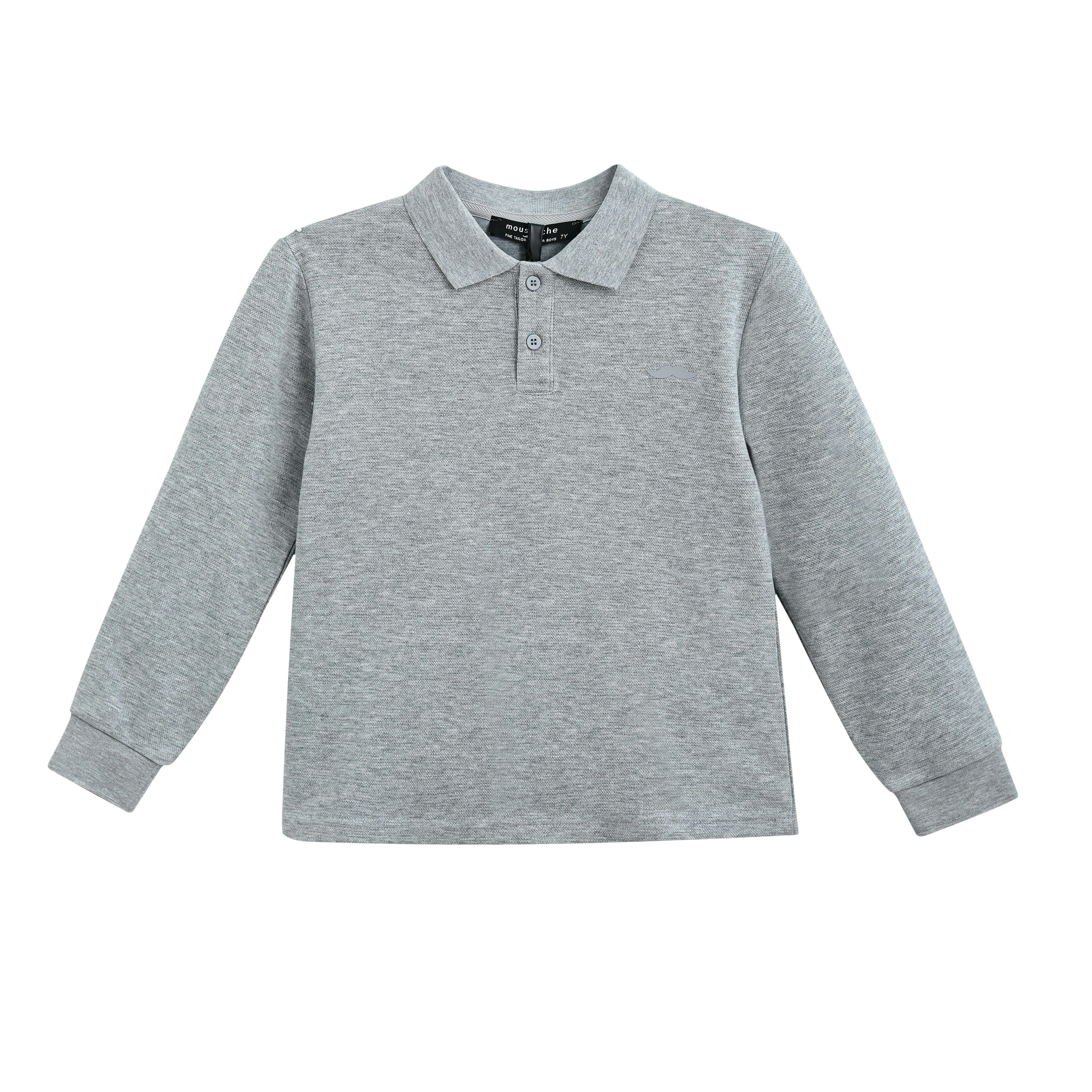Gray Long-Sleeve Polo Shirt Grey / 9y | Maisonette
