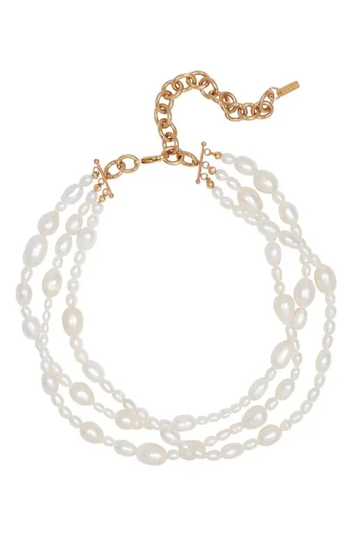 Martha Calvo Rosie Triple Layer Freshwater Pearl Necklace at Nordstrom, Size 15 | Nordstrom