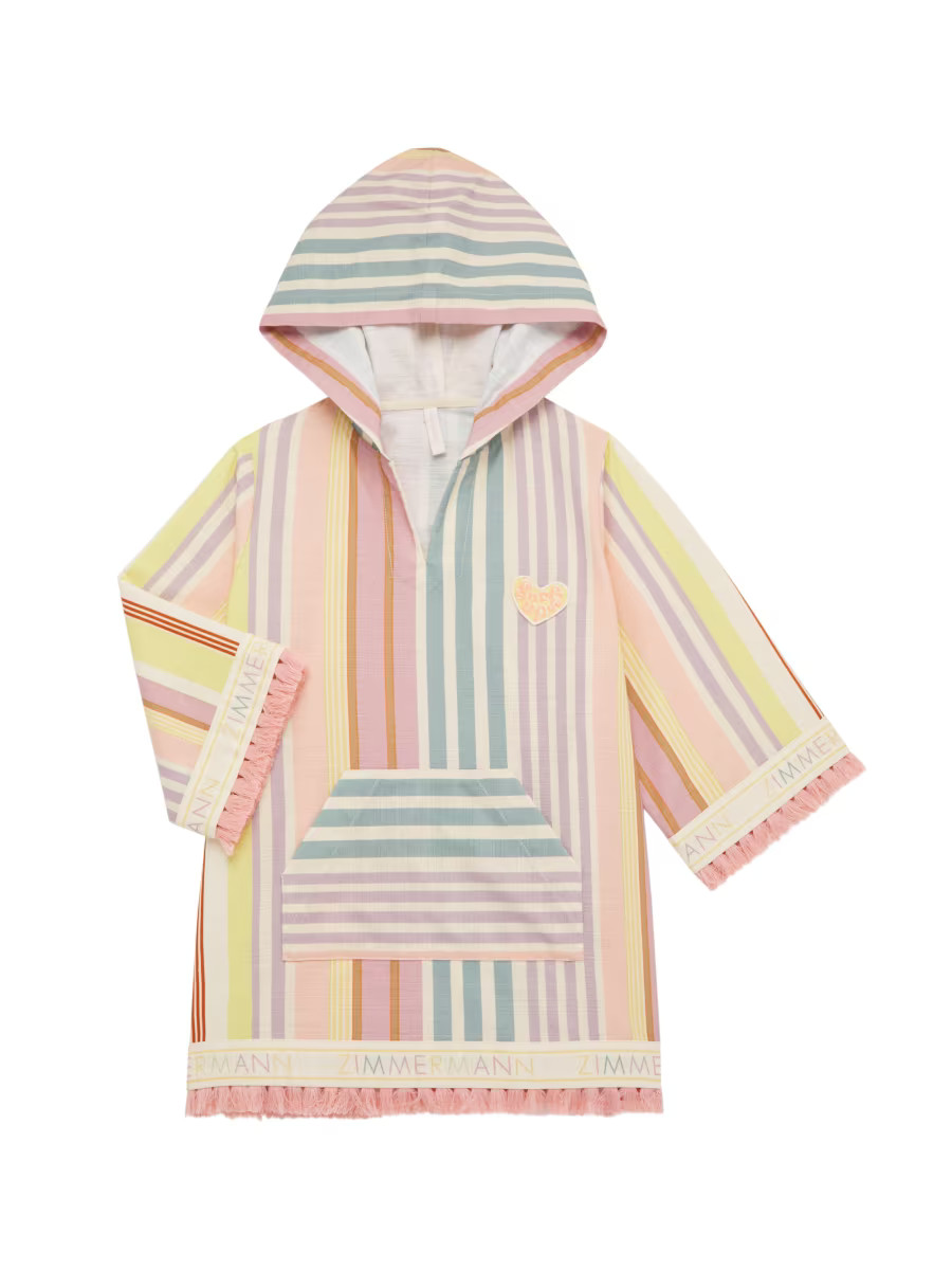 Little Girl's & Girl's Halliday Striped Hooded Swim Coverup | Saks Fifth Avenue