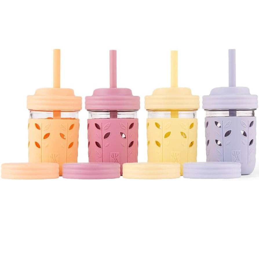 Elk and Friends Kids & Toddler Cups | The Original Glass Mason jars 8 oz with Silicone Sleeves & ... | Amazon (US)