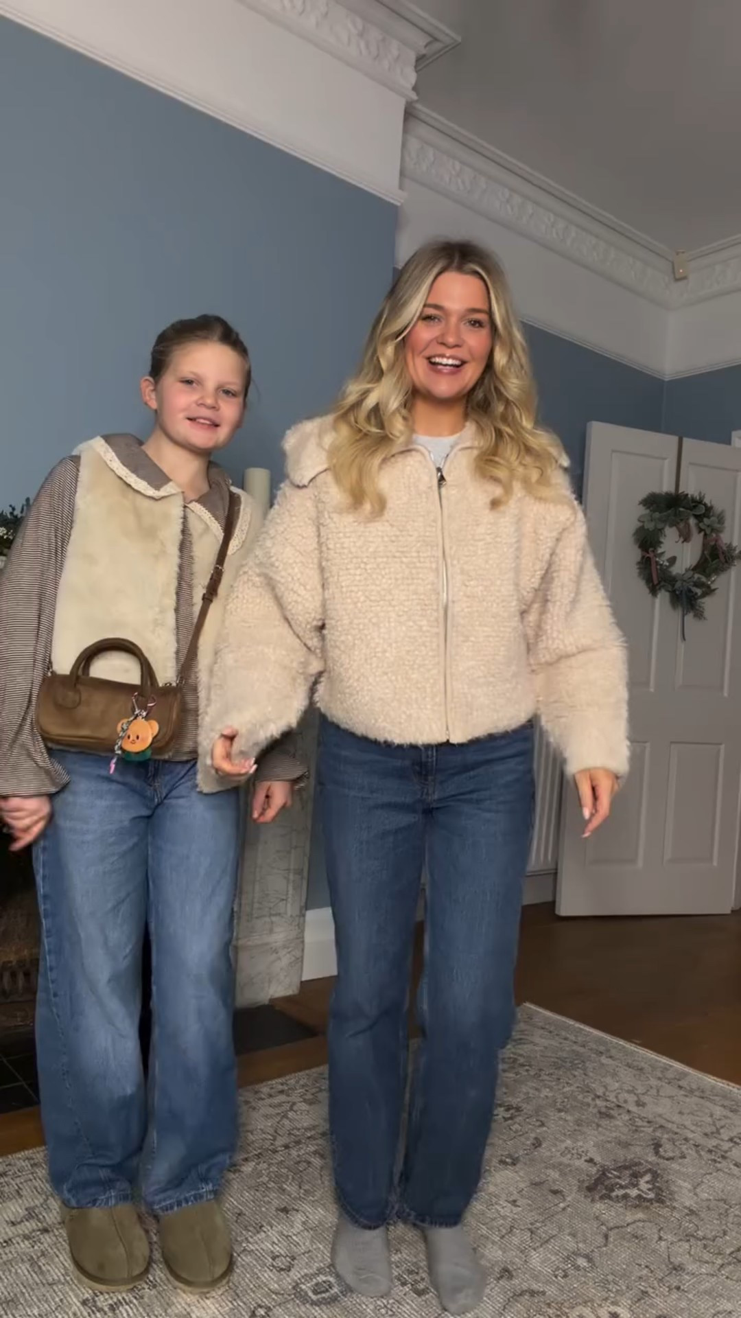 What we are wearing to go Christmas shopping.🛒❤️🎄Footwear dilemma. What do you think about the boots? Is Blythe right? 😆

#motheranddaughter #outfitrating #ootd #christmashopping

#LTKwinter #LTKjeans #LTKfestive