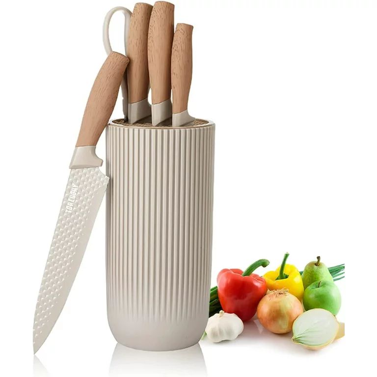 Kitchen Knife Set, 6-Pieces Khaki Sharp Knife Set for Kitchen, Non-stick Non-slip Stainless Steel... | Walmart (US)