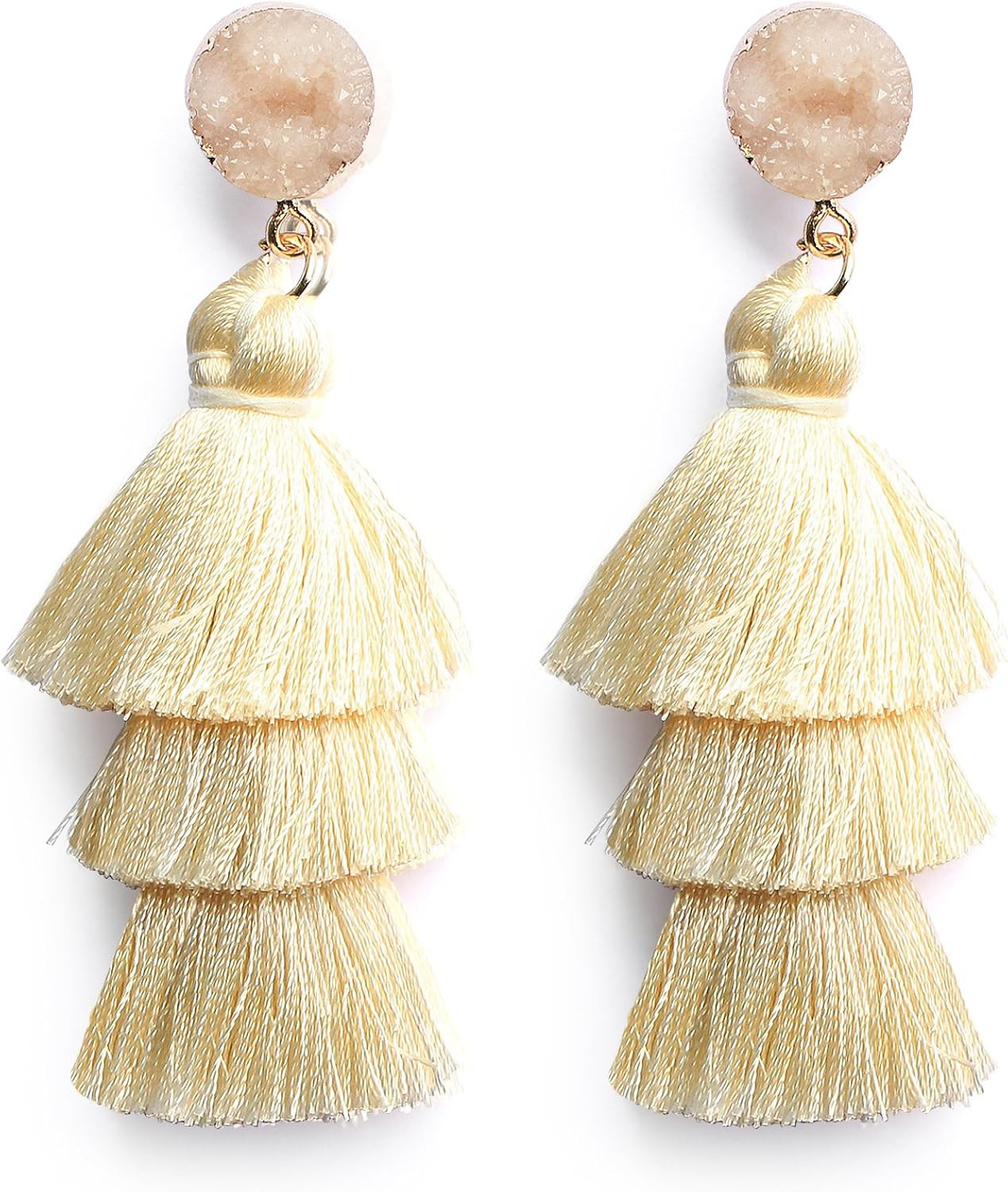 Me&Hz Colorful Layered Tassel Earrings Bohemian Tiered Tassel Druzy Stud Dangle Drop Earrings for... | Amazon (US)