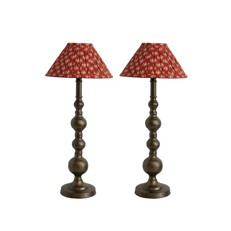 Creative Co-Op Sculptural Metal Table Lamp with Patterned Shade, Set of 2, Antique Brass Finish a... | Walmart (US)