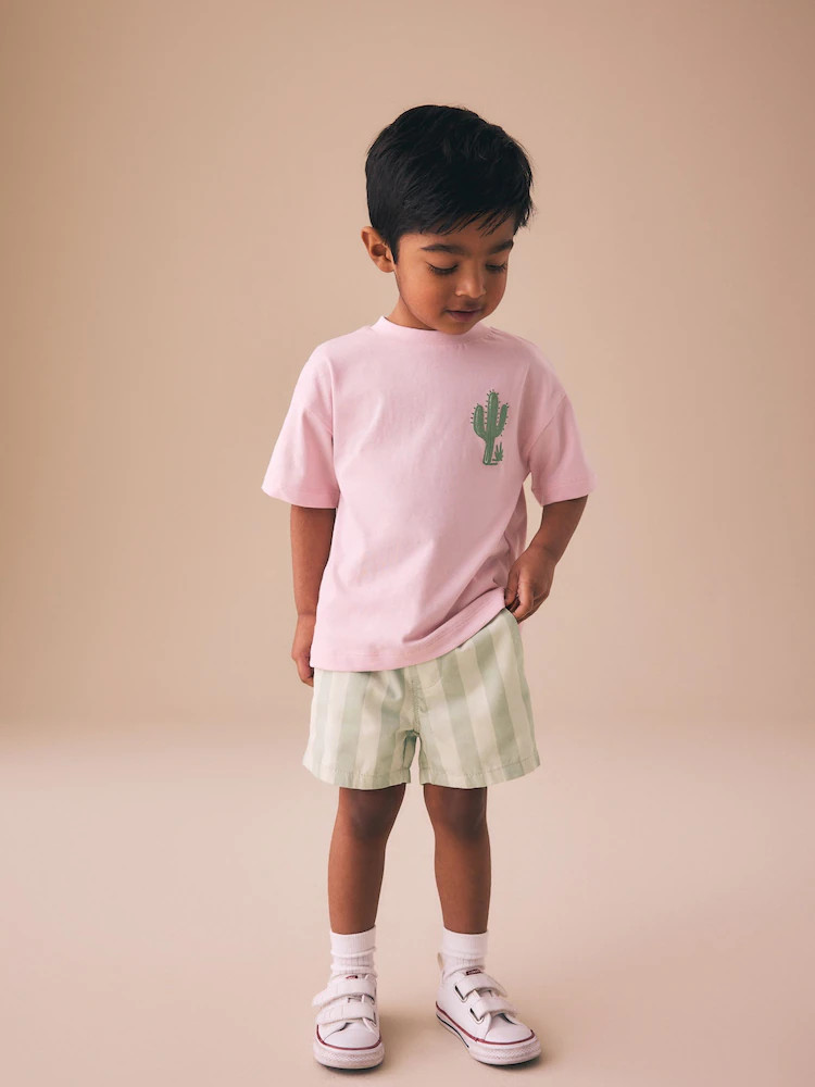 Light Pink/Mint Stripe Short Sleeve T-Shirt & Shorts Set (3mths-7yrs) | Next US