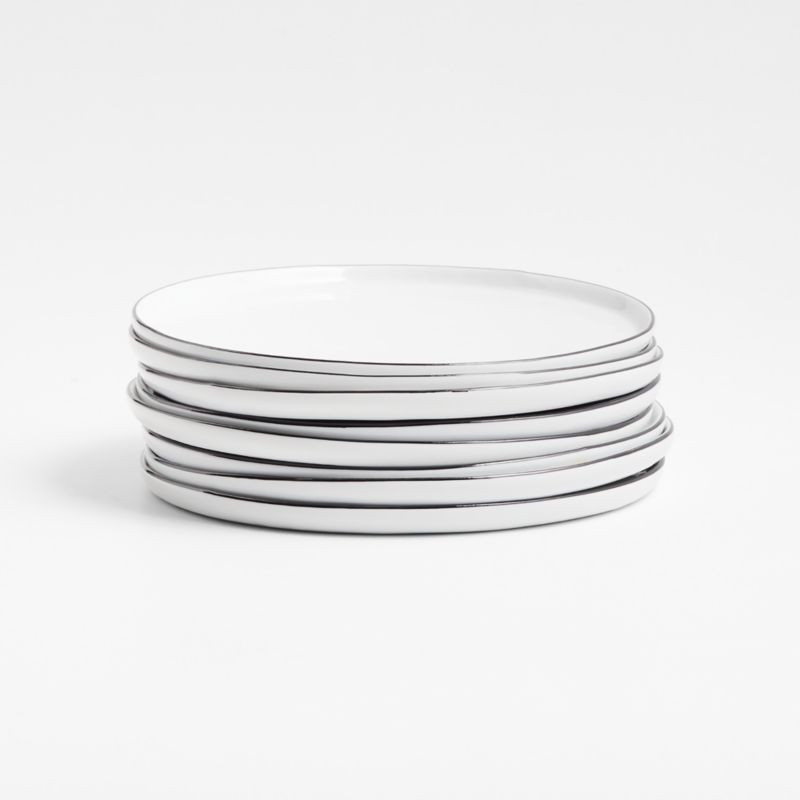 Mercer Black Rim Round Ceramic Salad Plates, Set of 8 + Reviews | Crate & Barrel | Crate & Barrel