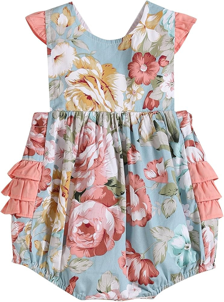 Baby Girls and Toddler Smocked Ruffle Romper | Amazon (US)