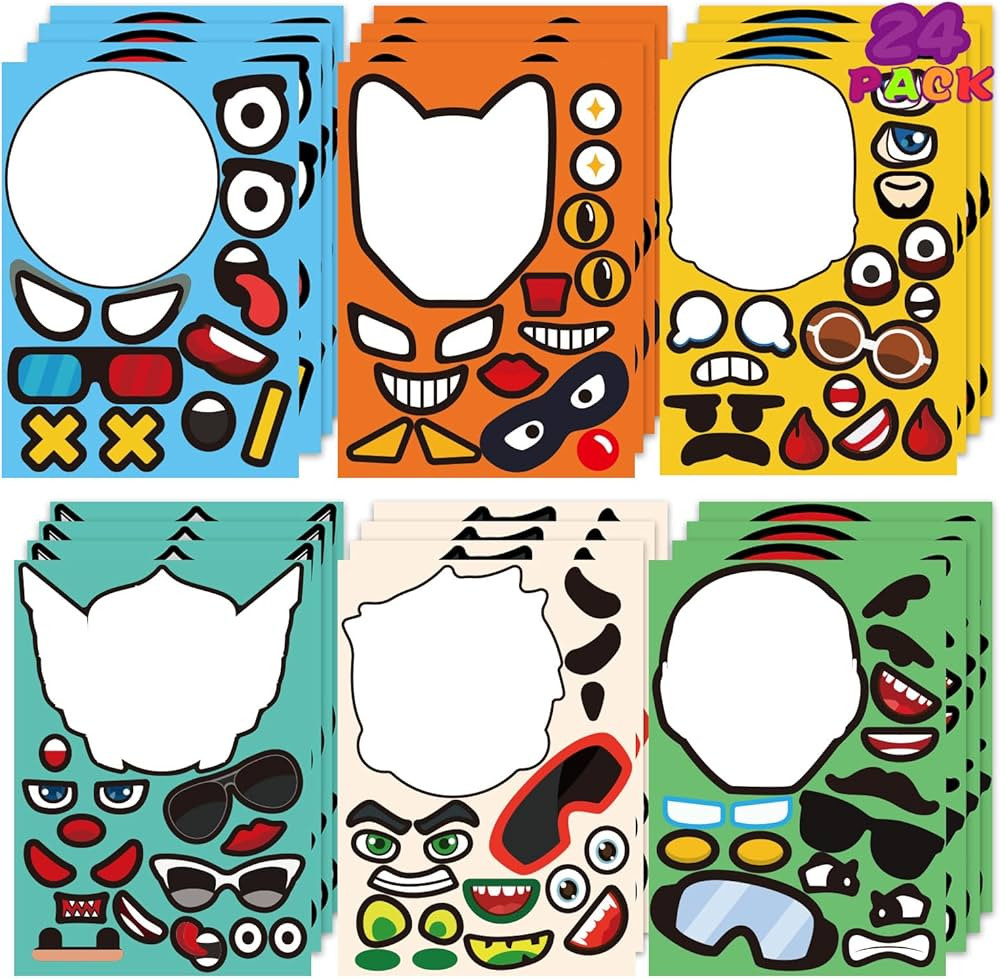 36 Sheets Make-a-Face Stickers for Kids Teens, Make Your Own Face Stickers, Party Favors Gift Sup... | Amazon (US)