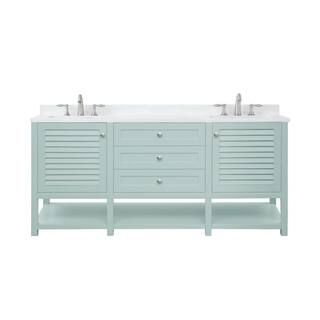 Grace 72 in. W x 22 in. D Bath Vanity in Minty Latte with Cultured Marble Vanity Top in White wit... | The Home Depot