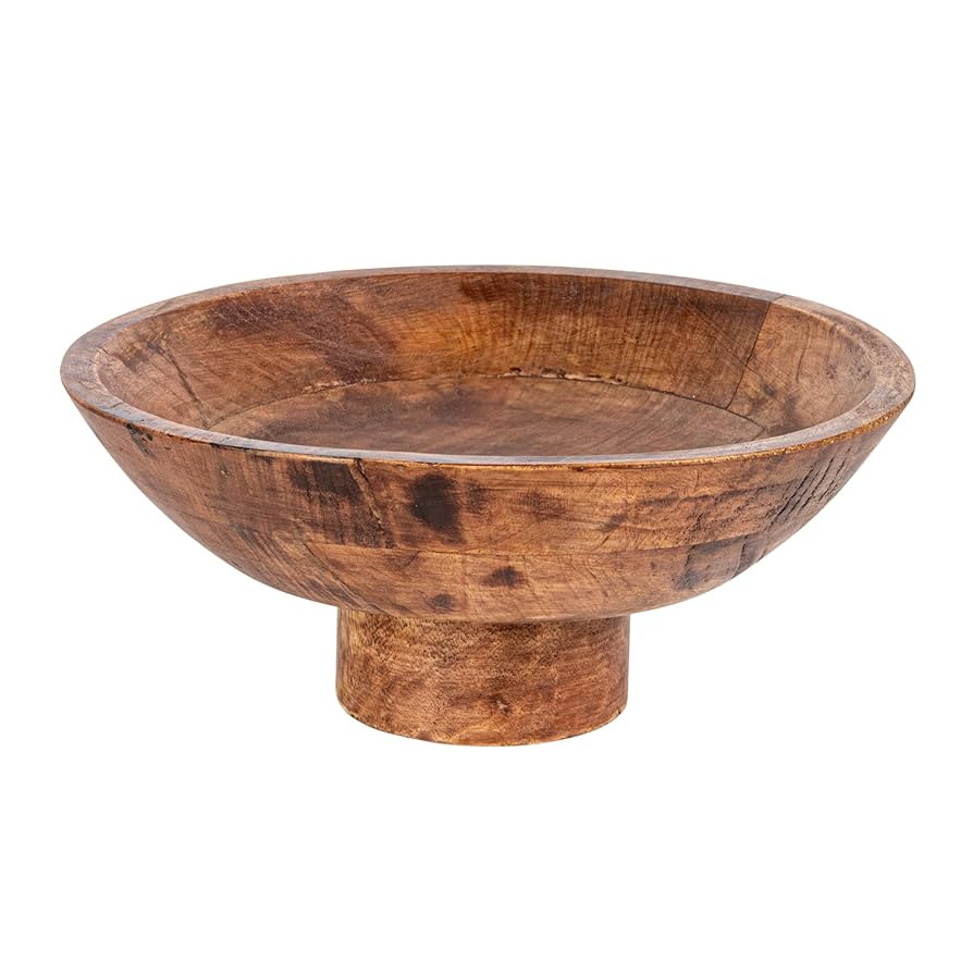 Bloomingville Mango Wood Footed, Walnut Finish Bowl, 12" L x 12" W x 5" H, Brown | Amazon (US)