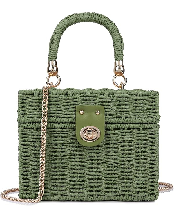 Handwoven Rattan Bag for Women Wicker Crossbody Shoulder Bag Straw Beach Tote Bag Top Handle Satc... | Amazon (US)