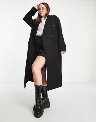 Weekday Alex oversized masculine double breasted coat in black | ASOS (Global)