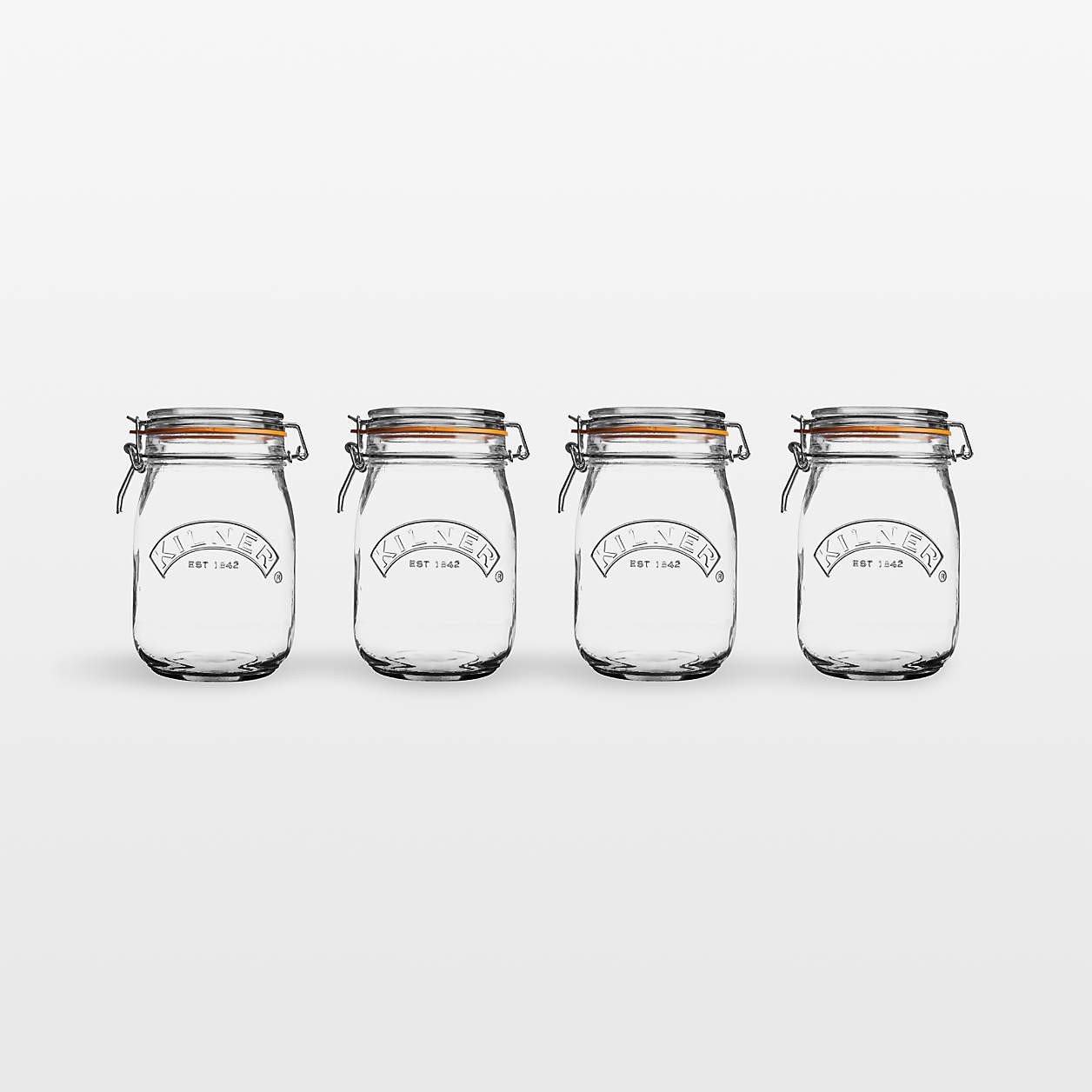 Kilner 34-Oz. Round Clip-Top Jars, Set of 4 + Reviews | Crate & Barrel | Crate & Barrel