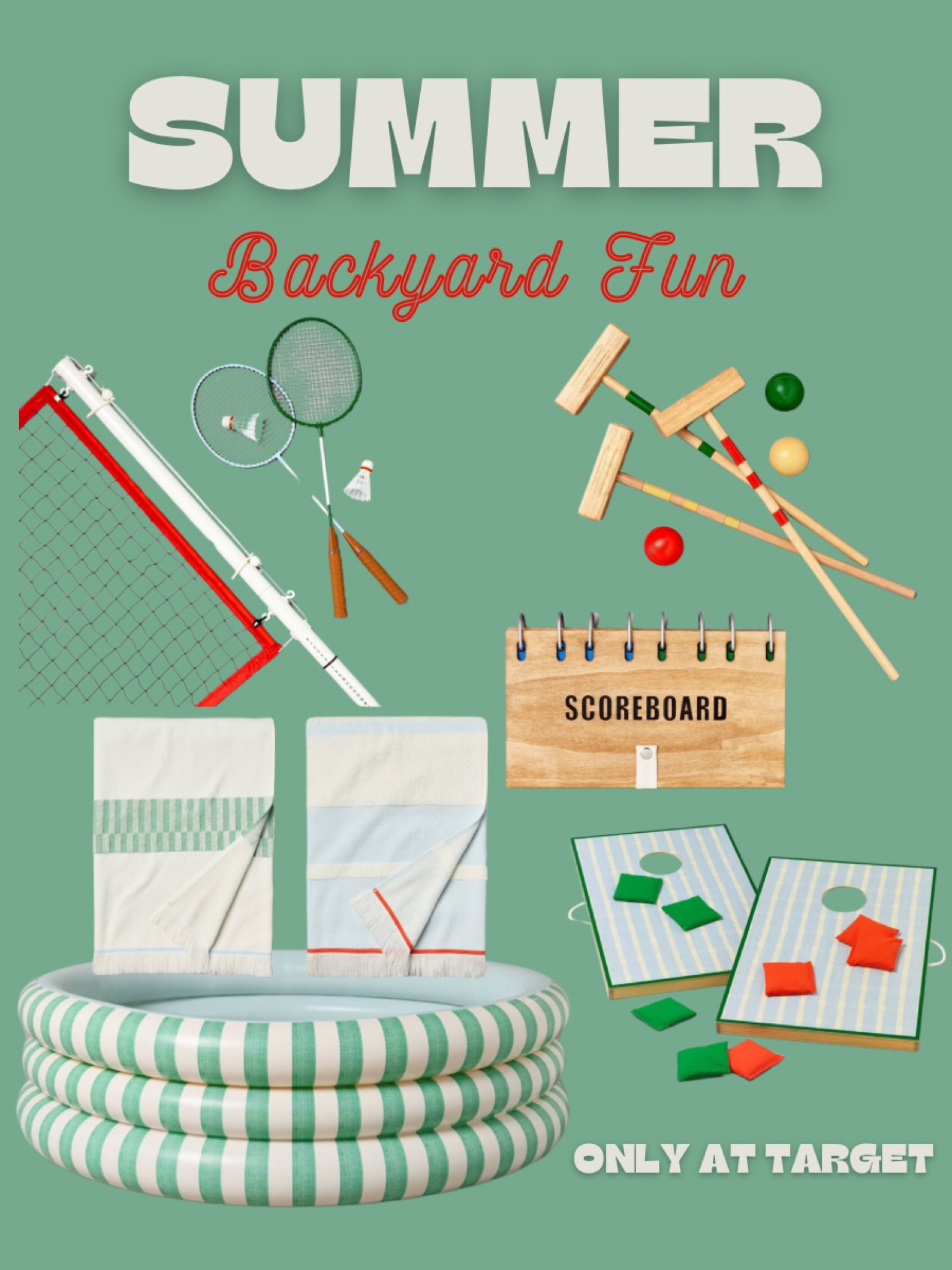 Summer Fun | Summer with kids | backyard toys | target kids | adult | kid pool | neutral stripe pool | beach towels | bags game | wood games | croquet | 

#LTKHome #LTKFamily #LTKKids
