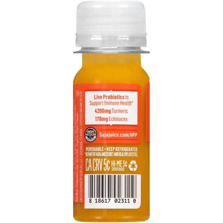 Suja Juice Immunity Defense Shot, Organic Cold Pressed Juice 1.7 oz, with Turmeric and Probiotics | Walmart (US)