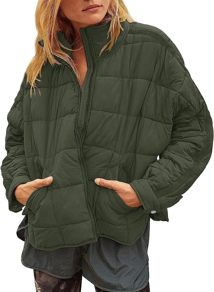 Amazon.com: Muchpow Women's Lightweight Down Coat Long Sleeve Full Zipper Oversized Packable Shor... | Amazon (US)