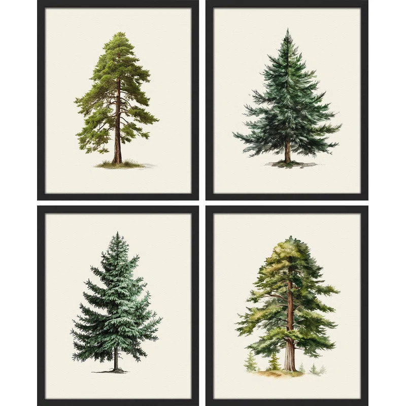 " Christmas Tree Pine Tree Art Close Up " 4 - Pieces | Wayfair North America