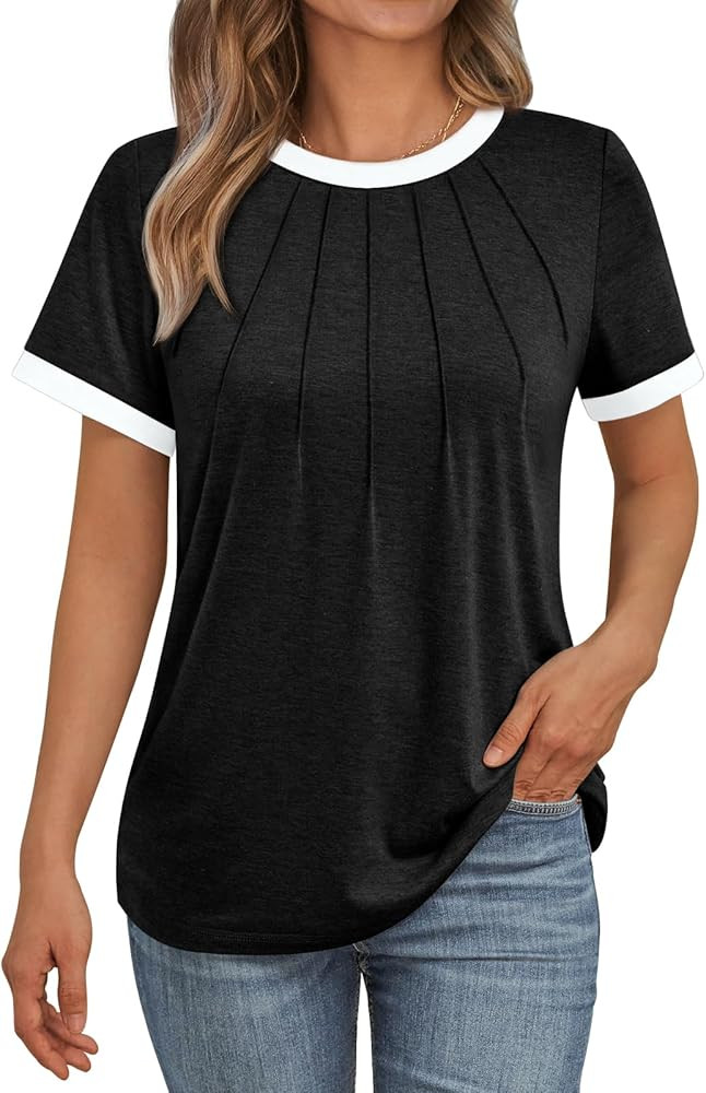 AUTOMET Womens Shirts Short Sleeve Tops Business Casual Tee Spring Summer Clothes Trendy Fashion ... | Amazon (US)