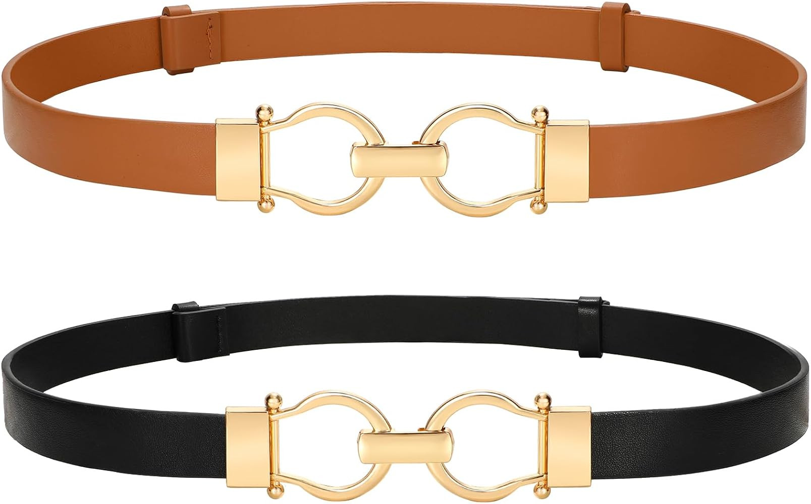 VONMELLI 2 Pack Women's Leather Belts for Jeans Dress Pants Ladies Waist Belt Skinny Belt with Fa... | Amazon (US)
