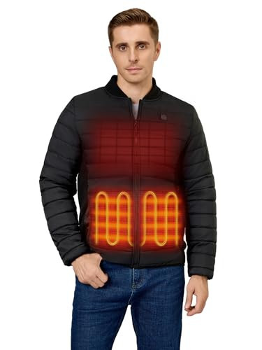 ORORO Men's Lightweight Heated Jacket with Battery, Heated Puffer Coat for Outdoors (Charger Not Included) (Black, 2XL) | Amazon (US)