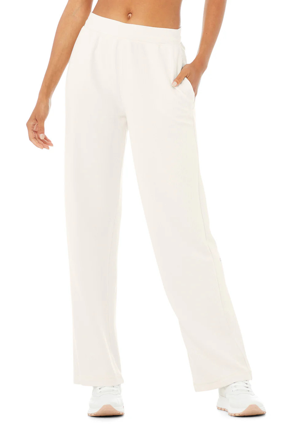 Alo YogaÂ® | Micro Waffle High-Waist Pleasant Wide Leg Pants in Ivory, Size: XS | Alo Yoga