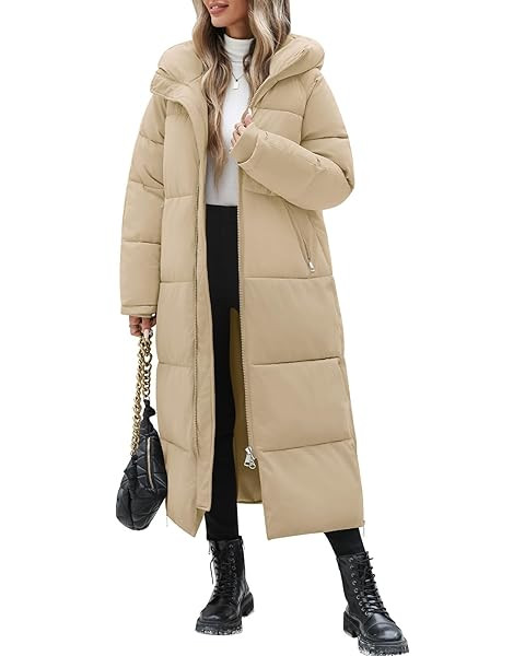Grlasen Women Long Quilted Coat Winter Hooded Long Sleeve Button Down Puffer Padded Jacket | Amazon (US)