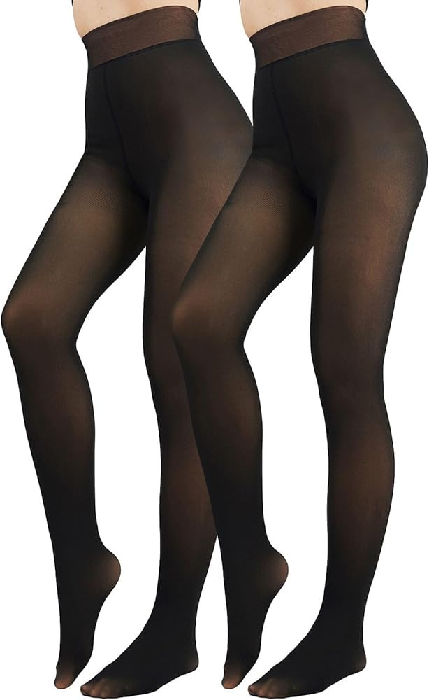 Fleece Lined Tights Sheer Women - Fake Translucent Warm Pantyhose Leggings Sheer Thick Tights for... | Amazon (US)