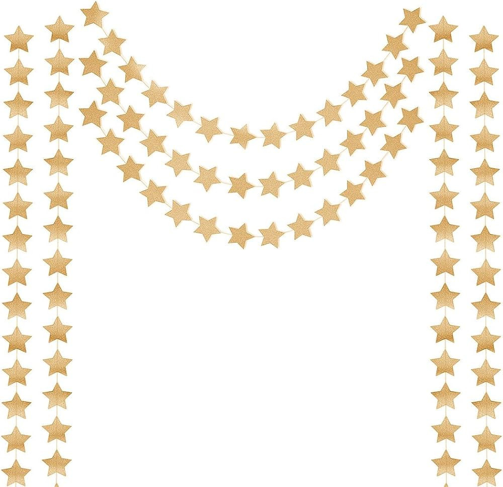 Honbay 2PCS Double Side Glitter Paper Star Garland Christmas Galaxy Banner Christmas Garland - 4 ... | Amazon (US)