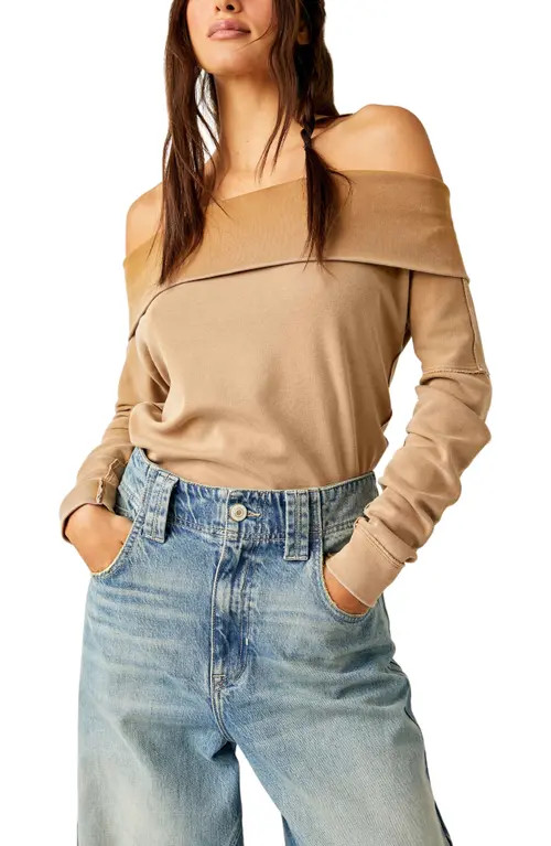 Free People Not the Same Off the Shoulder Top in Iced Coffee at Nordstrom, Size Large | Nordstrom