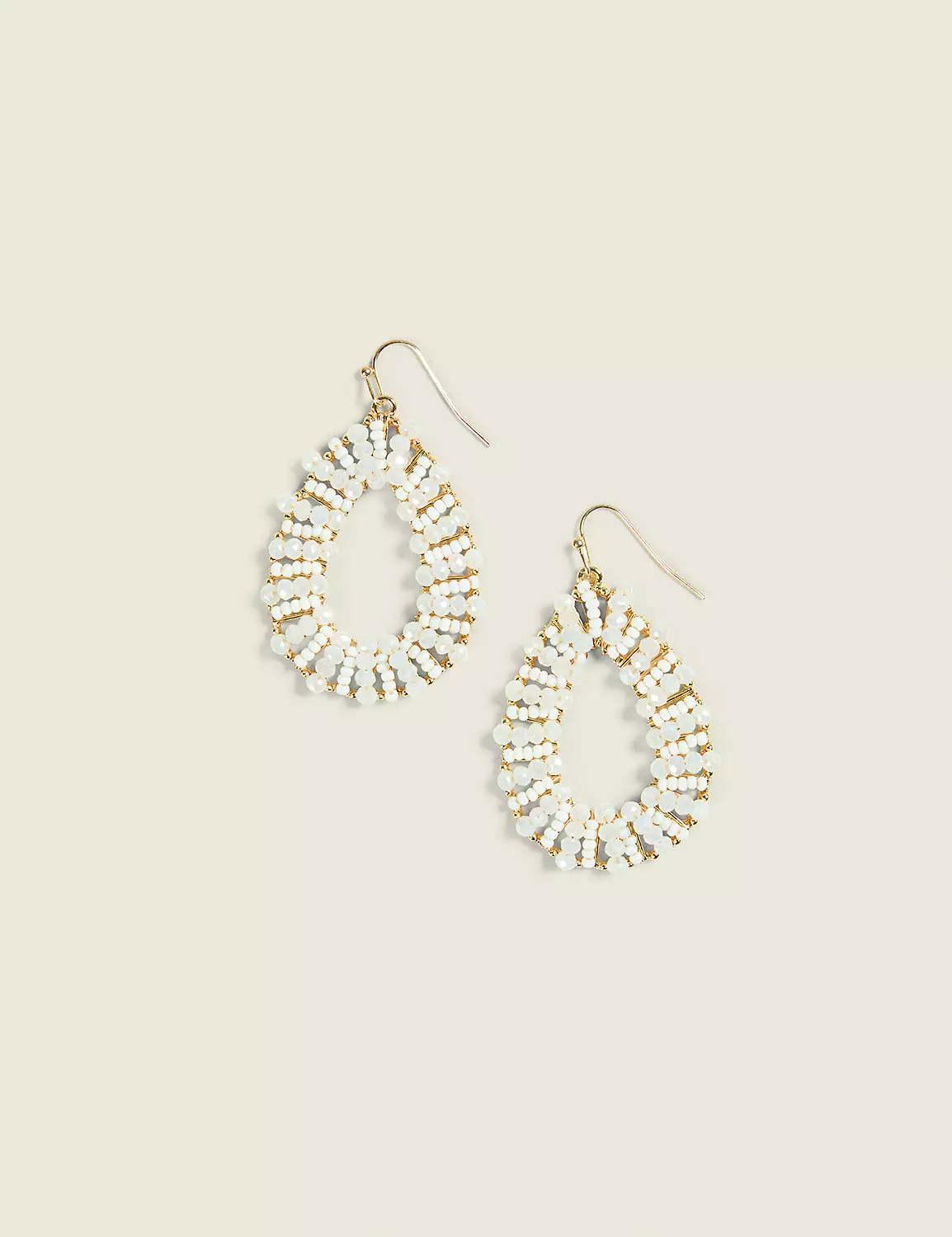 Neutral Beaded Teardrop Drop Earrings | Lane Bryant (US)