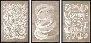 SIGNWIN Framed Canvas Print Wall Art Set Geometric Brown White Paint Collage Shapes Abstract Illu... | Amazon (US)