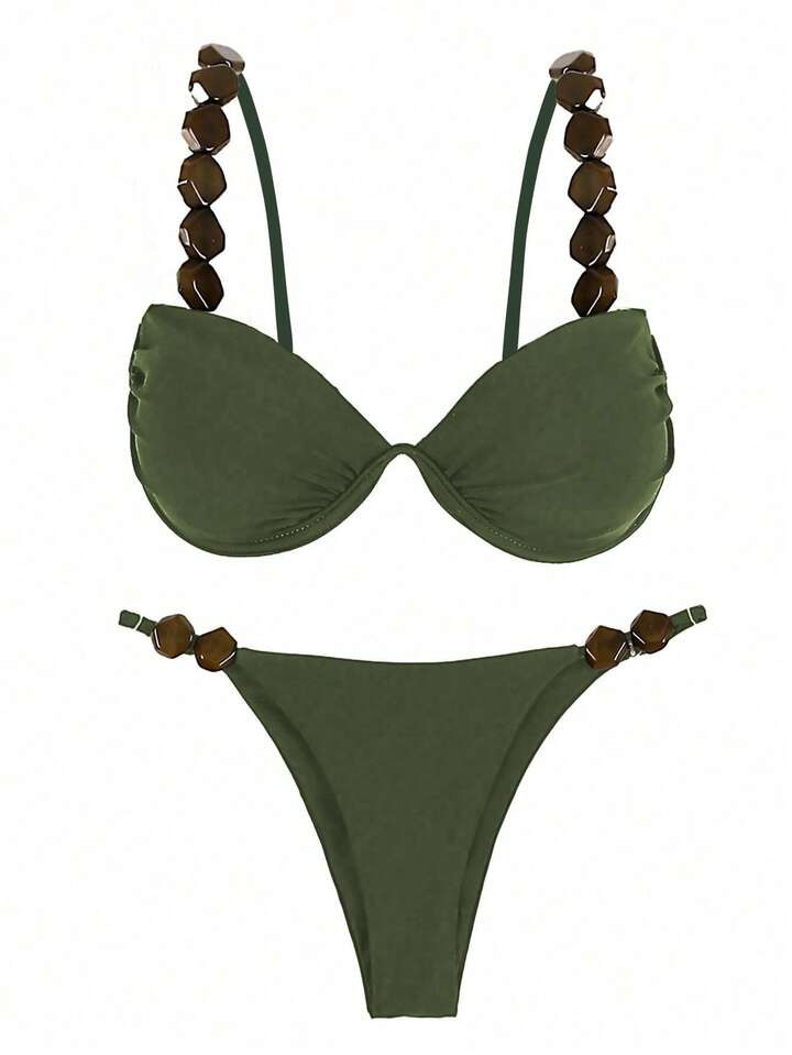 Traje de baño de mujer tipo bikini de un solo color sexy (Estilo Europa y América) de la marca ... | SHEIN