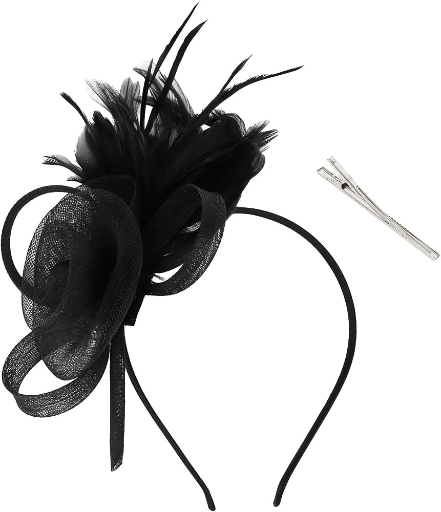 AMCAMI Fascinators Hats with Feather for Women 2026 Derby Hats Small Tea Party Hat with Headband | Amazon (US)