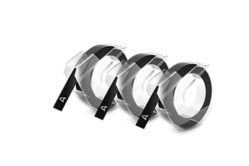 DYMO 3D Plastic Embossing Labels for Embossing Label Makers, White print on Black, 3/8'' x 9.8', 3-r | Amazon (US)