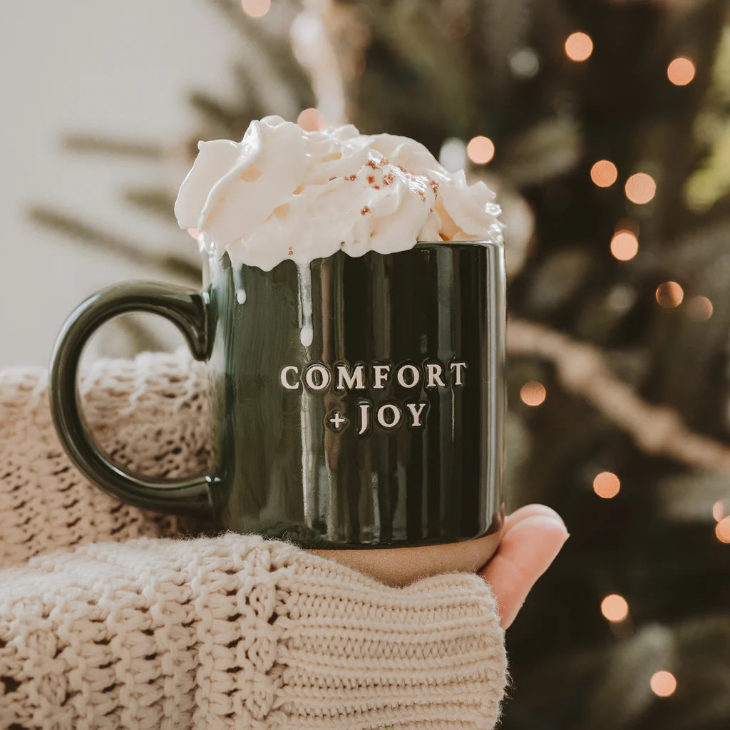 Comfort &amp; Joy Christmas Stoneware Coffee Mug - 14 oz | Abandoned Cakes