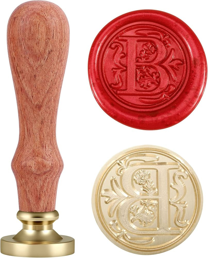 Yoption Initial Alphabet Wax Seal Stamp, Retro Letter B Sealing Wax Stamp Brass Head Wooden Handl... | Amazon (US)