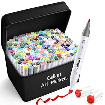 Caliart Alcohol Based Markers, 180 Colors Dual Tip Art Marker Set Fine & Chisel, Permanent Colore... | Amazon (US)