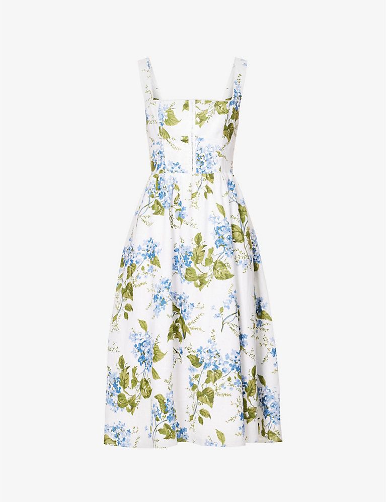 Tagliatelle floral-print linen midi dress | Selfridges