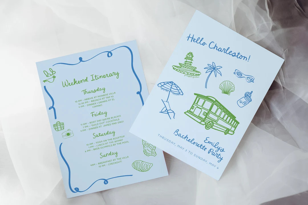 Charleston Bachelorette Party Itinerary Template Charleston Bachelorette Weekend Timeline Illustr... | Etsy (US)