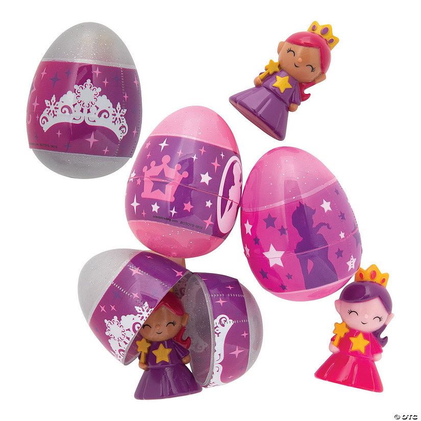 2 1/2" Glitzy Princess Toy-Filled Plastic Easter Eggs - 12 Pc. | Oriental Trading Company