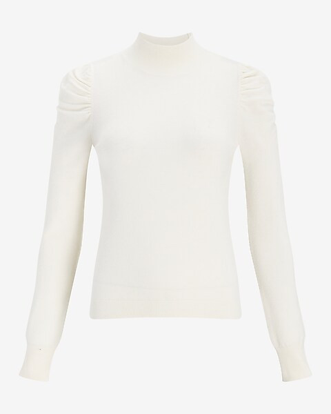 Ultra Soft Ruched Shoulder Mock Neck Sweater | Express