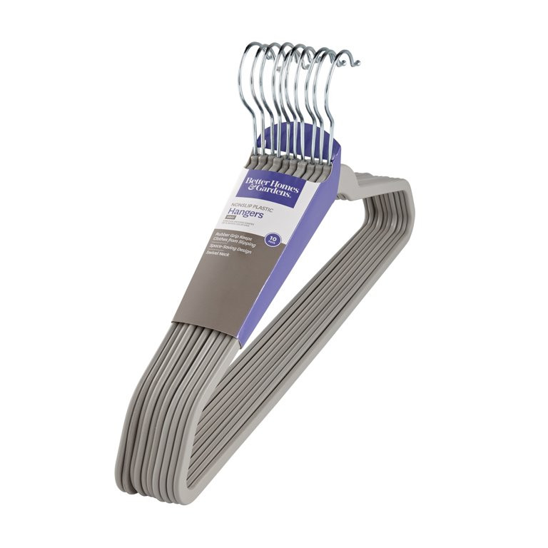 Better Homes & Gardens Non-Slip Clothing Hangers, 10 Pack, Gray, Rubberized | Walmart (US)