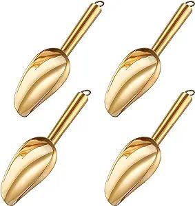 TeamFar Mini Scoop Set of 4, 3 Oz Small Canister Jar Scoops, Gold Candy Utility Scoops Stainless ... | Amazon (US)
