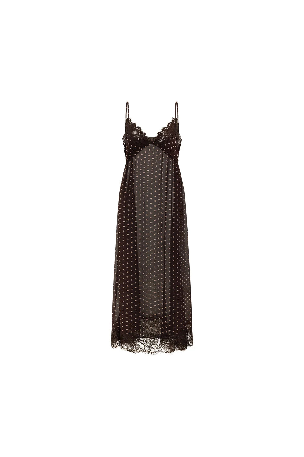 Black and Tan Polka Dot Chiffon Maxi Laila Dress | Sabo Skirt US