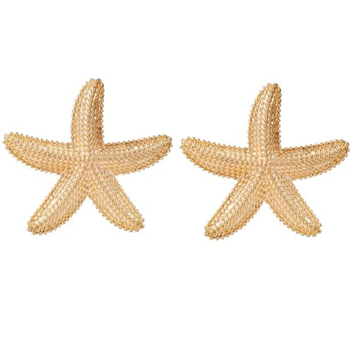 Starfish Earrings for Women, Gold Statement Starfish Stud Earrings Summer Beach Jewelry Charming Beach Shell Jewelry Ocean Seashell Gift Women Summer Decoration | Amazon (US)