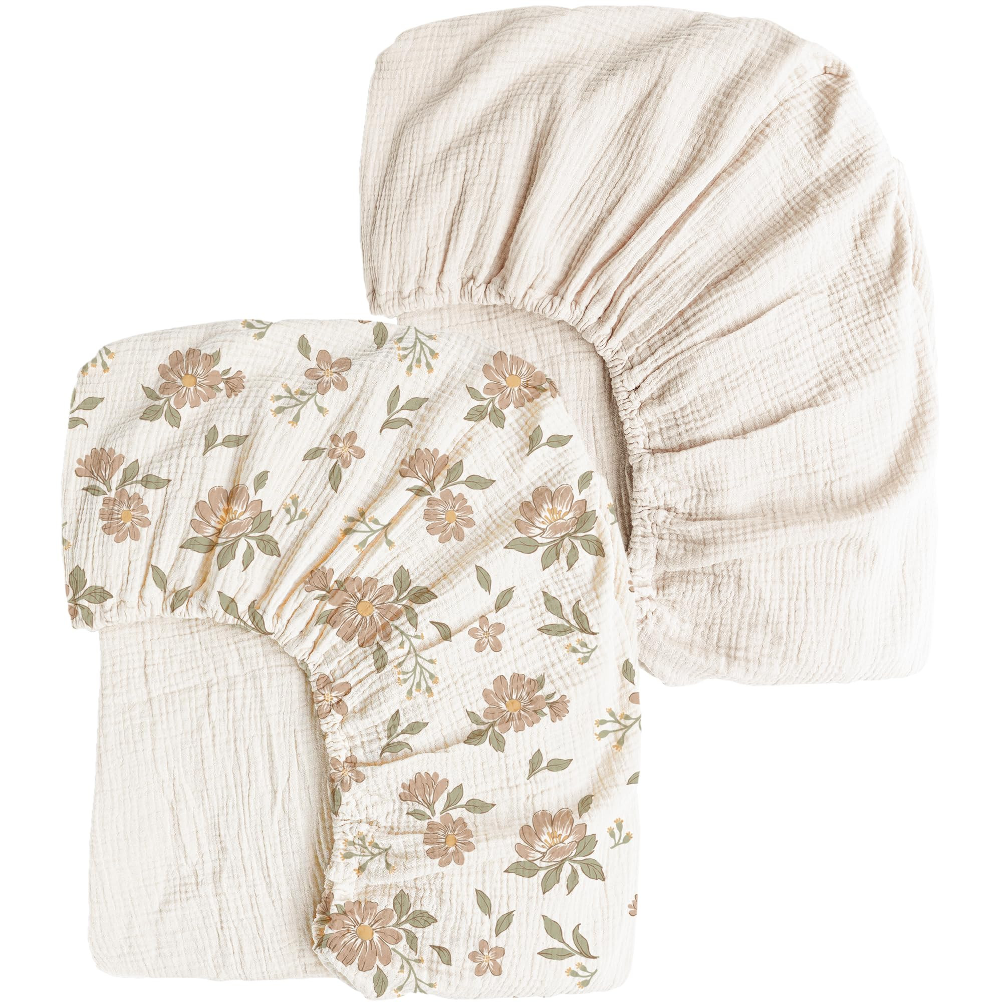 Konssy Muslin Crib Sheets 2 PCS, 100% Cotton Baby Crib Sheets for Standard Crib Mattress (28"x 52... | Amazon (US)